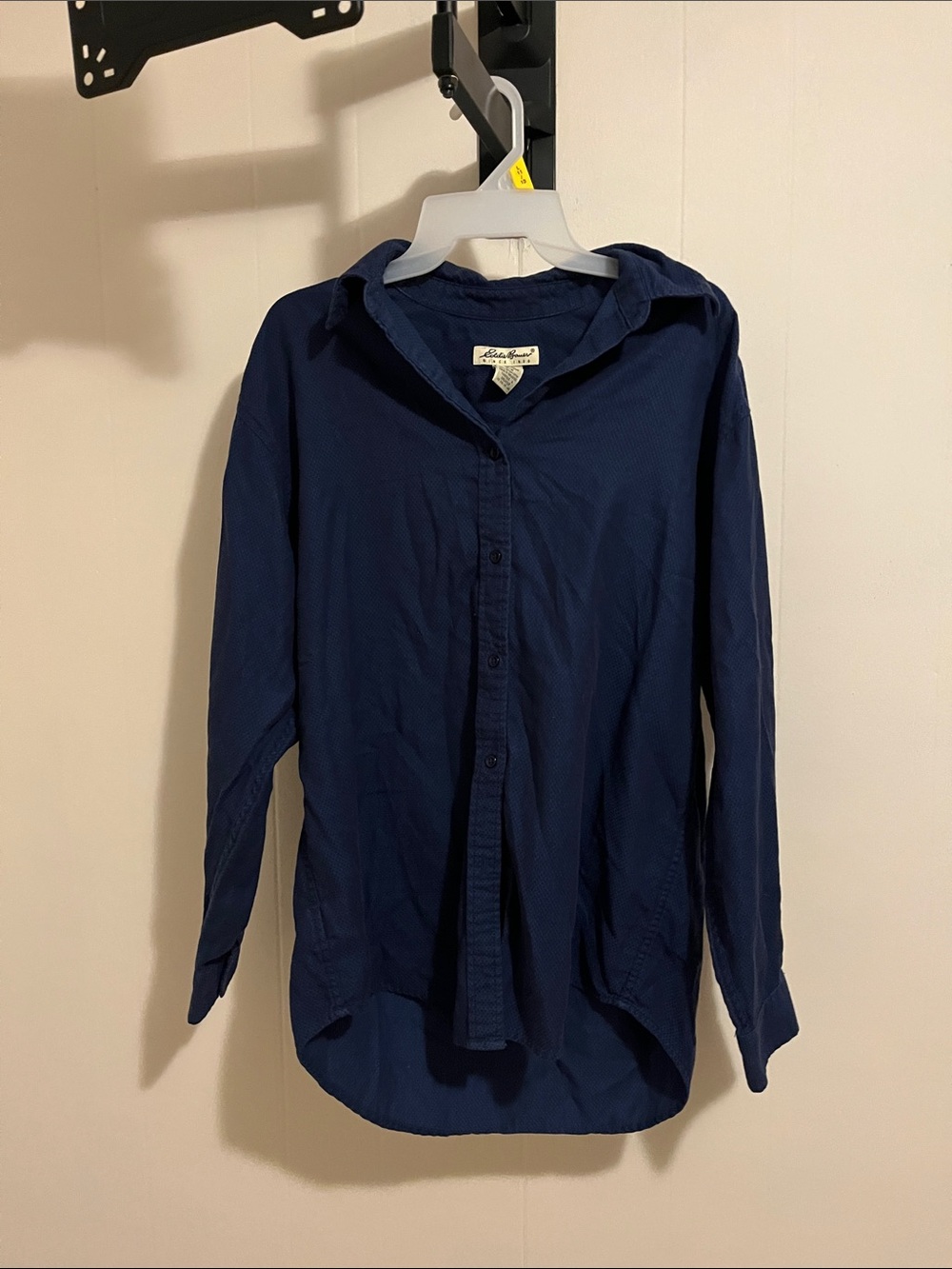Eddie Bauer Dark Navy Button-Down Shirt - Women's Collared Long Sleeve